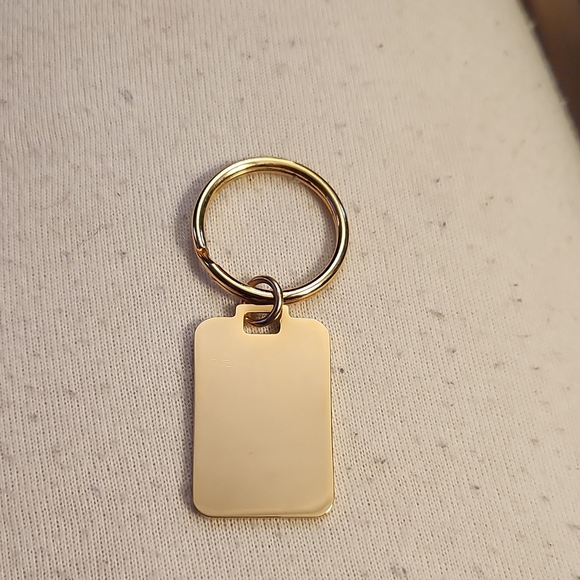 Gold Keychain with Rectangular Tag - Picture 2 of 2